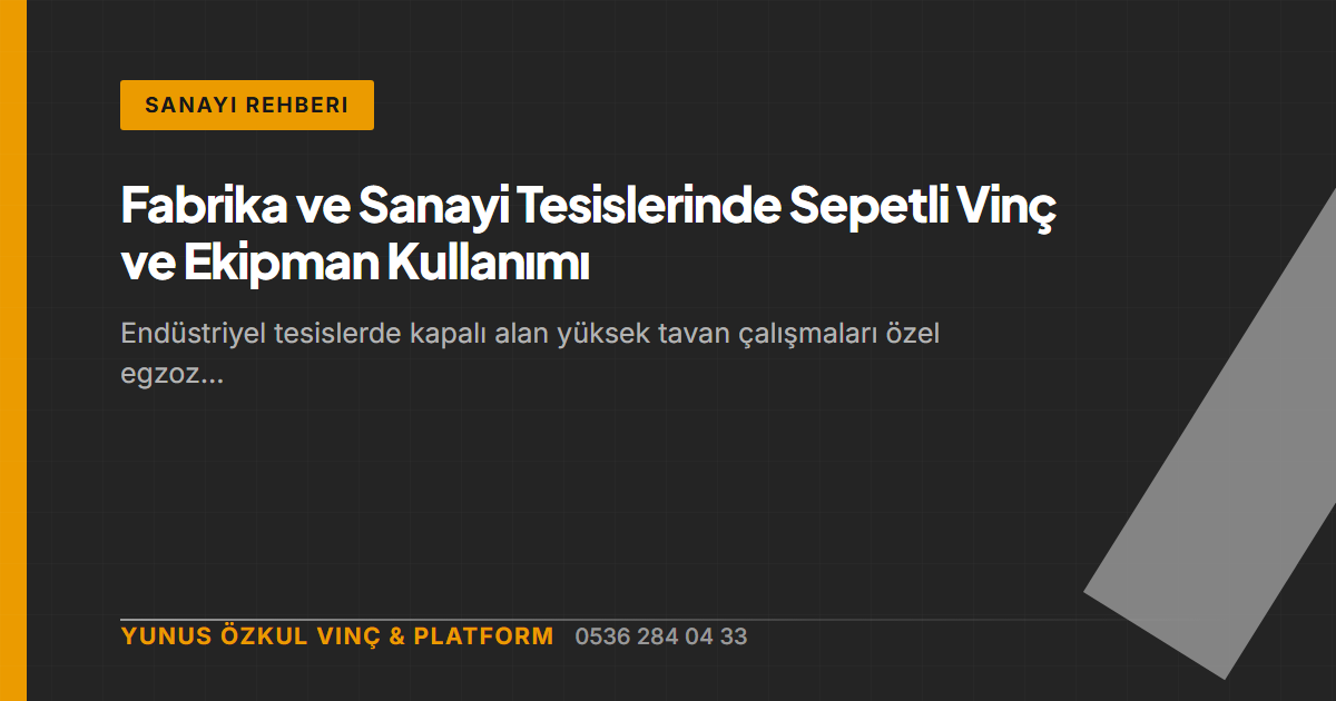 Fabrika ve Sanayi Tesislerinde Sepetli Vinç ve Ekipman Kullanımı